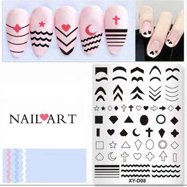 Nagelkonst stämpelplåtar Bild stämpel Mall Blomma Grid Charm A6