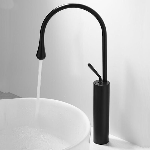 Modern Hög Blandare för Handfat Ettgreppsblandare Kreativ Design för Badrum Kök med G3/8 Slang Svart,