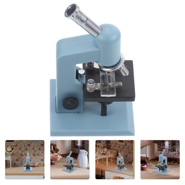 Rollespil Miniature Model Dekorativt Mikroskop Model Ornament Simuleringsmikroskop Legetøj Sky-blå 5X3.8CM