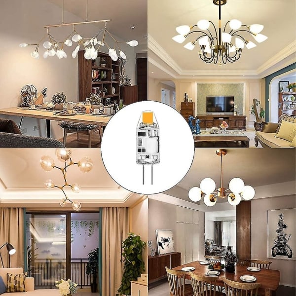 10-pak 2w G4 LED-pærer, erstatter 20w halogenpærer, 3000k varm hvid, 200lm, 12v AC/dc G4, ingen flimmer, dæmpbar [energiklasse F]