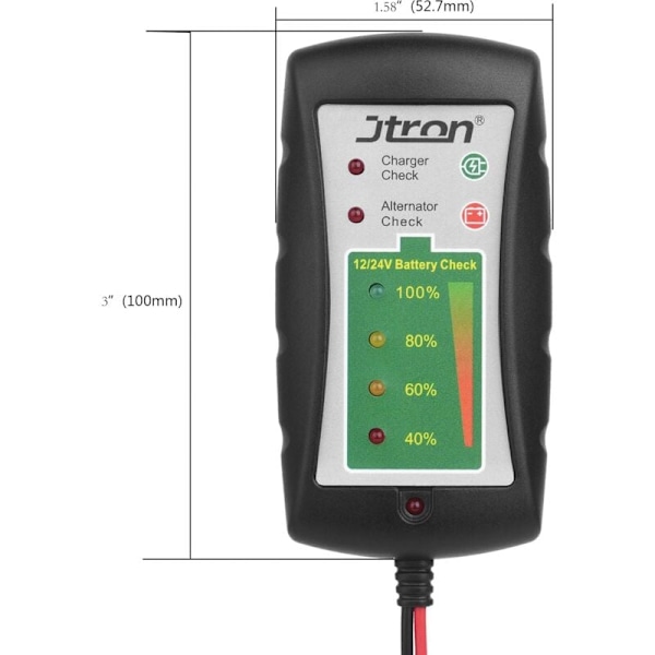 Bilbatteritestare 12/24V DC med LED för fordon, motorcyklar, lastbilar