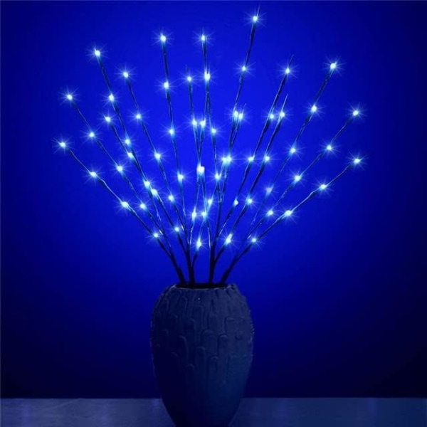LED-ljusgren för vas Juldekoration inomhusljus Trädbelysning Kvistgren för centerpiece Kontor Sovrum Vardagsrum (blå, 1 bukett)