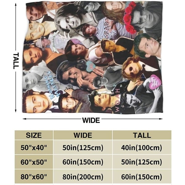 Johnny Depp Blød og behagelig varm fleeceplaid til sofa, kontorstol, sovesofa - Cozy Fluffy Plush Throw Blankets Strandtæpper - d259 50x40in 125x100cm