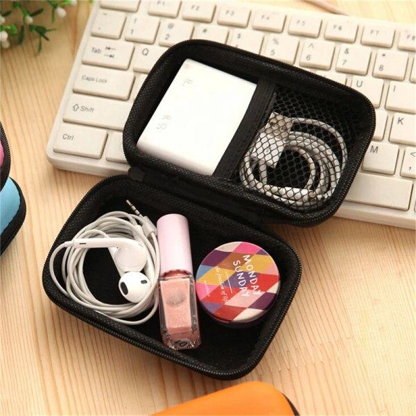 Mode headset Skydda bära hårt case förvaringsbox hörlurar hörlurar 12x8x4cm Blå 12x8x4cm Blue