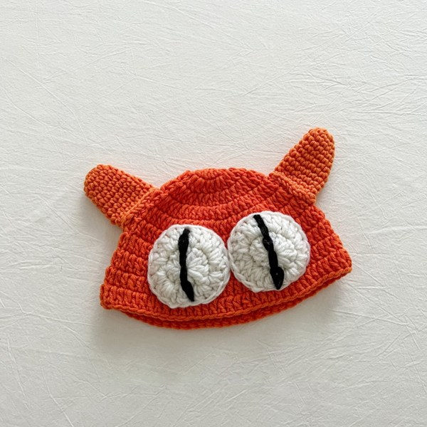 Populär Virkad Fiskehatt Mjuk Bucket Hat Söt Handgjord Cartoon Kattöron Hatt Flickor Barn Hatt Underbar Stickad Hatt Khaki