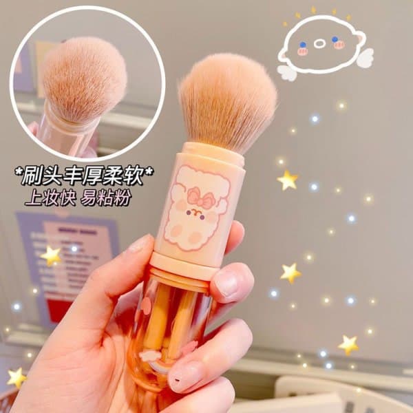 Cartoon Retractable 4 i 1 Resa Bärbar Makeup Borste Set