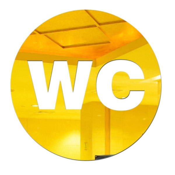 WC-kyltit itseliimautuvat kylpyhuoneen kyltit Paksu akryyli pyöreät WC-tarrat ovelle Kulta