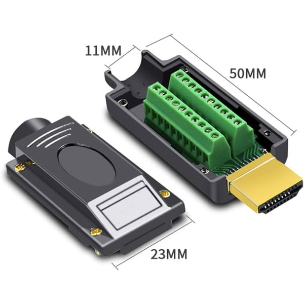 HDMI-adaptersignaler Terminal Breakout Metal Cover Terminal Breakout Board Connector Lödfri fri svetsadapter (svart)