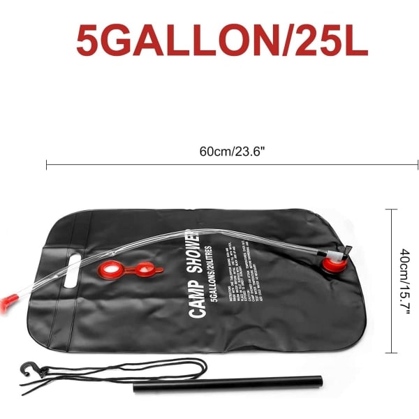 1:a Camping Solarduschväska, 20L Utomhus Bärbar Hopfällbar