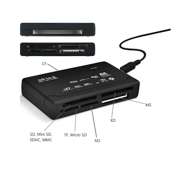 Multikortlæser USB 2.0 – Understøtter 150 Hukommelseskort