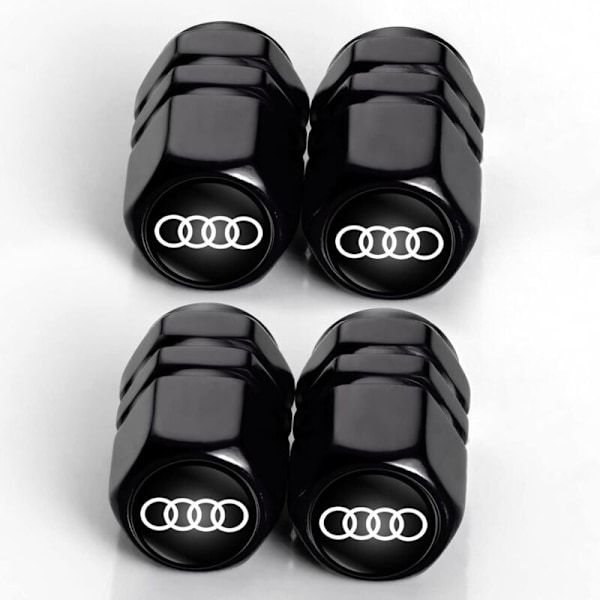 4 st Metallventilkåpor för Audi A1 A3 A4 A5 A6 A7 A8 Q3 Q5 Q7 R8 - Svart