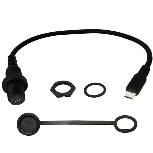 90 Graders Retvinklet Micro USB 5P Han til USB 3.1 Type-C Hun Konverter Adapter Kabel Datatransfer 30cm