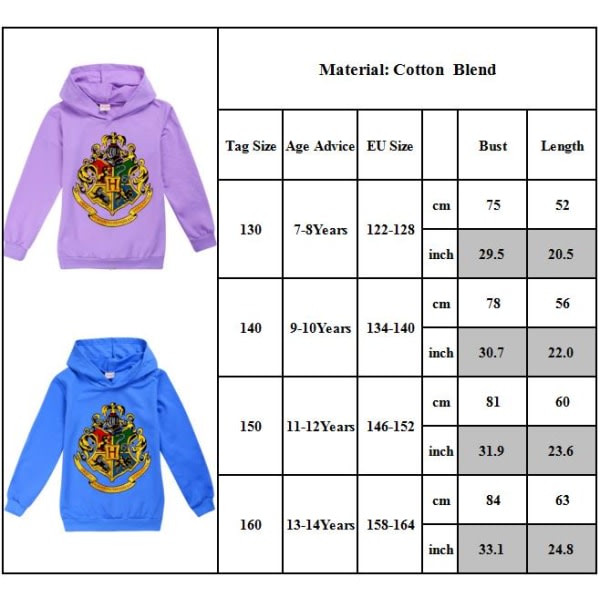 Populär hiphop-huvtröja för barn Mode Harry Potter-tröja lila 130cm