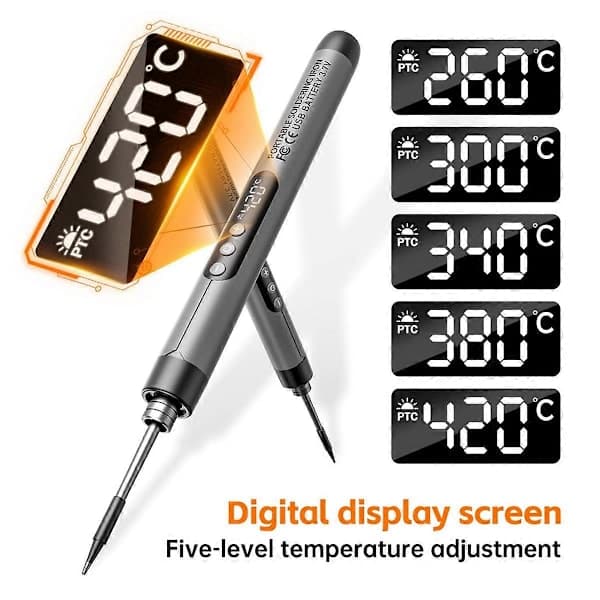 Trådløs USB digital loddekolbe justerbar temperatur Type-C interface smart loddeværktøj