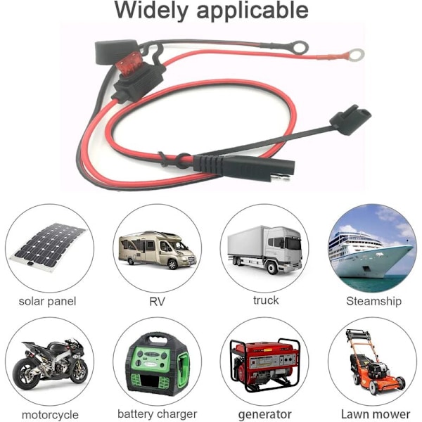 SAE Batterioplader Stik Kabel - Hurtig Afbryder til Motorcykler, Traktorer, Biler - 12V Terminal