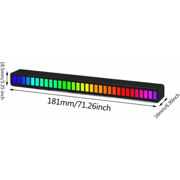 Bluooth LED-remsa, LED-rytmljus Ljud Musik Atmosfär Rhythm Light 32bit musiknivåindikatorlampa LED-spelrörljus för bil/studio - svart