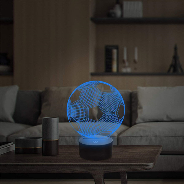 3D LED Nattlampe USB Bordslampe Fotball Hjem Boy Room Innredning