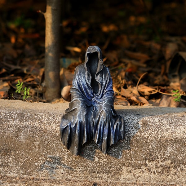 Svart Grim Reaper-staty Spännande svart mantel Nightcrawler Resin Bordsfigurer Prydnad Skräckspöke Skulptur Dekorationer