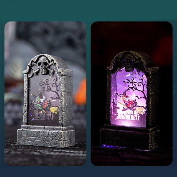Halloween LED Lysdekorationer Lysende Gravsted Spøgelse Græskar Skelet Lanterne Gyser Natlys Fest Dekoration null - Sort Kat