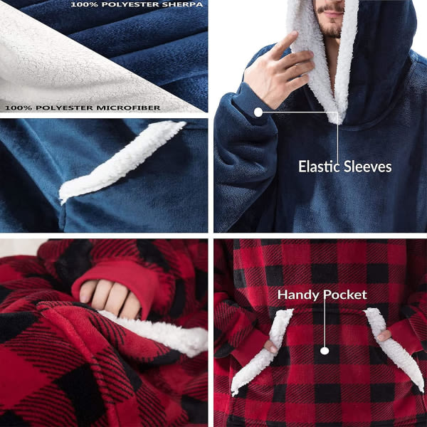 Oversized hettegenser filt Bærbar lammeskinn fløyel Lazy filt rosa