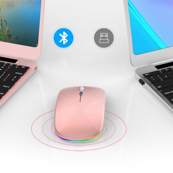 Oppladbar og trådløs 2,4 GHz USB-mus med Bluetooth 5.1 grå