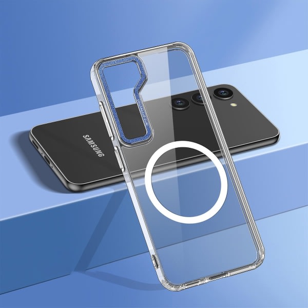 Transparent håretui Stød til Magsafe Wireless Clear Cover til Samsung Galaxy S23 Ultra Plus 5g Kompatibel med S23 Ultra blue