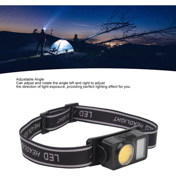 Pannlampa COB LED Hög Ljusstyrka Justerbar Vinkel Strålkastare för Camping Löpning Cykling Fiske, DUBUNS