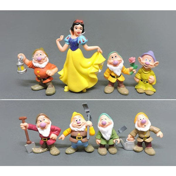 Snövit og de syv dværge figurer pyntegenstande 8: a sæt
