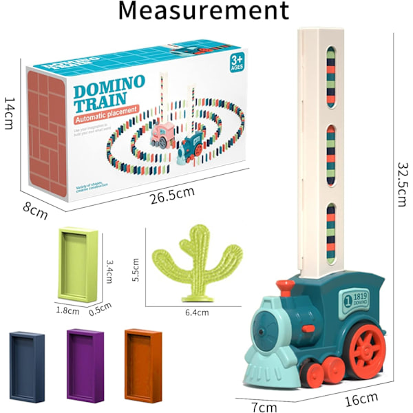 Domino Togleksøj, 80 Stk Domino Blokke Elektrisk Tog Sæt Automatisk Domino Blok Placering Uddannelsesmæssigt Legetøj Gave til Piger og Drenge 60p