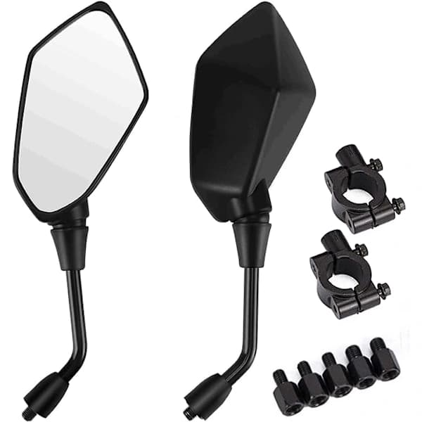 Universal Motorcycle Rearview Mirrors - Side Mirror - Black Mirror Svart
