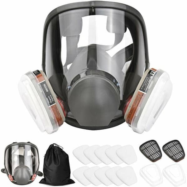 Gasmask - Dammask - Set med 16 helsilikonmasker + 7 bomullsfilterpatroner