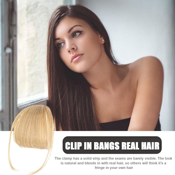 Clip-On Bangs Menneskehår, Ægte Hår Extensions - Franske Bangs Falske Pandehår | Naturlige Farve Hår Extensions til Piger og Kvinder Guld