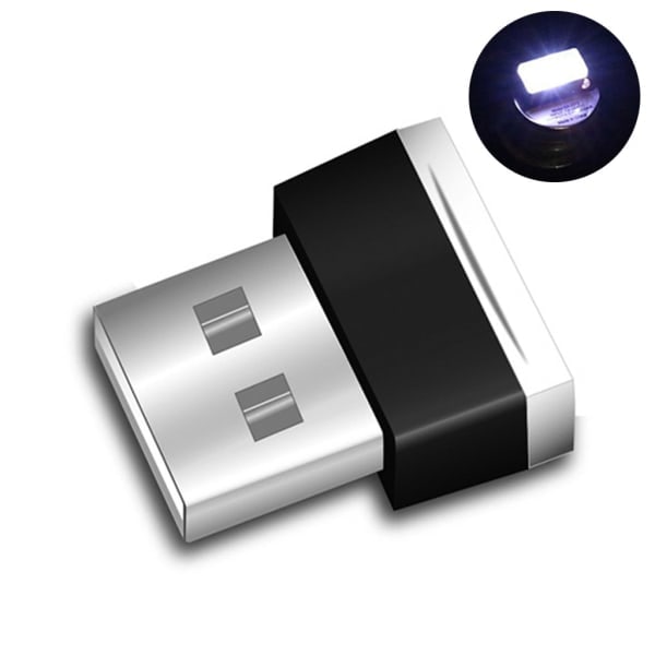 Mini USB-lys LED Bil Atmosfærisk Lys Modellering Lys Bil Interiør USB Lampe Romantisk Rom Nattlampe Hvit