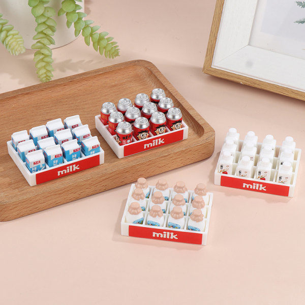 1Set Dockhus Miniatyr Simulering Mini Dryck Mjölk Set Leksaker DI A3