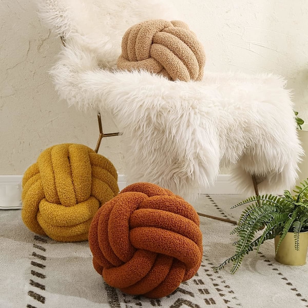 Myk Knute Pute Ball Rund Pute Puter, Rosa 22 cm, Lammeull