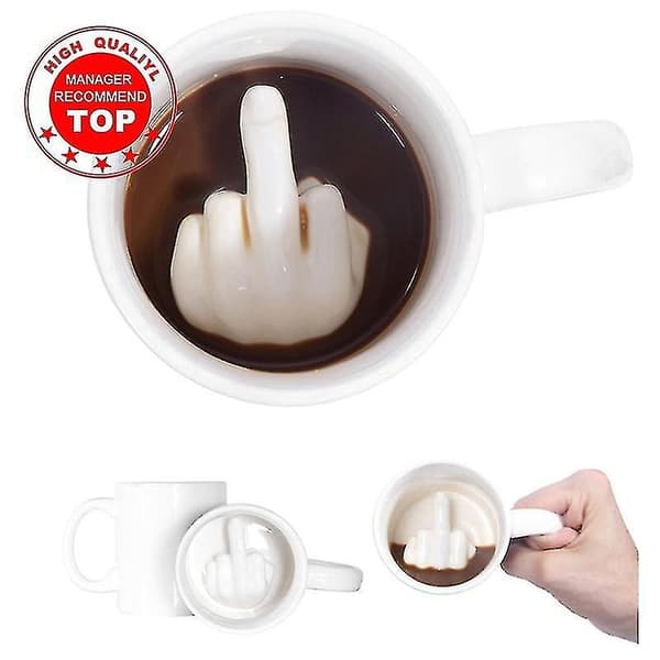 Kreativ design vit fingermugg, 300 ml kapacitet