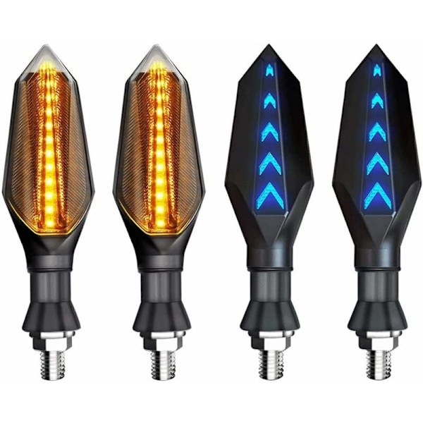 Universalt motorsykkel blinklys indikator gult lys dual farge 4 stk 17 led blått gult lys