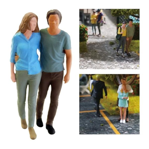 Skala 2x1:64 Handmålad miniatyrmodell Parfigurer Park Diorama Blå