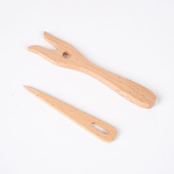 Stickgaffel og nålesett for store øyne Trehåndveving Gammelt linningsverktøy for DIY-prosjekter