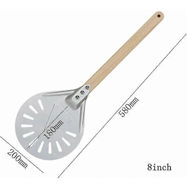 Perforert pizzaspade i aluminium med avtakbart trehåndtak for hjemmebaking 8 tommer 40 cm