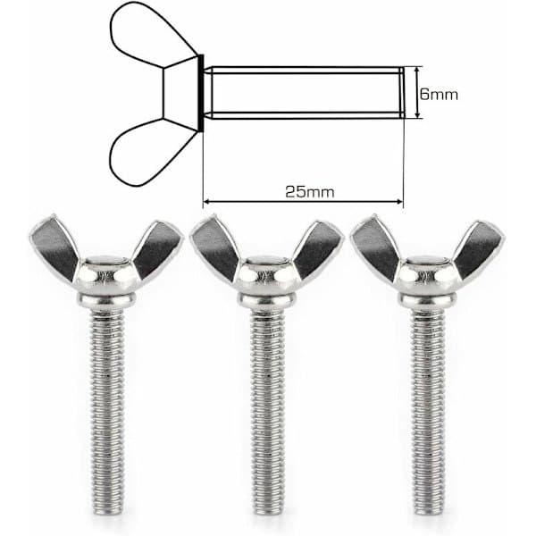 25 stk vingemutter M6 X25 mm vingeskrue med metrisk bolt 304 rustfritt stål