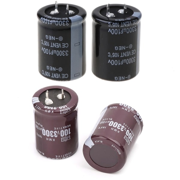 2 stk. aluminium elektrolytiske kondensatorer 100V 3300uF Volumen 30x40mm Til LCD-TV
