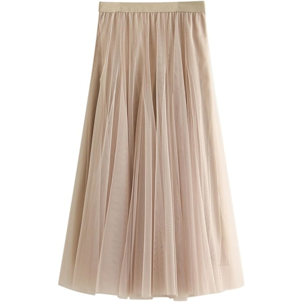 Women's Tutu Tulle Skirt Elastic High Waist Net A-Line Pleated Casual Skirt