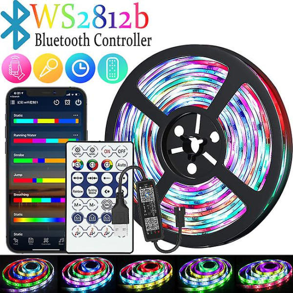 5V RGB-lys, fargeskiftende magisk farge USB lysstang ws2812b hesteveddeløpsvann bord med pustende atmosfære LED-stripe lys (1m)