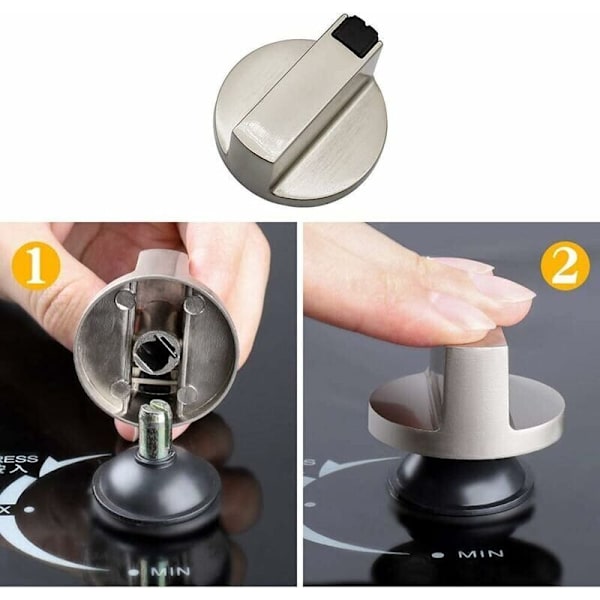 Gaskomfur Knap - Pakke med 4 Universelle 6mm Metal Ovn- og Komfurkontrolknapper