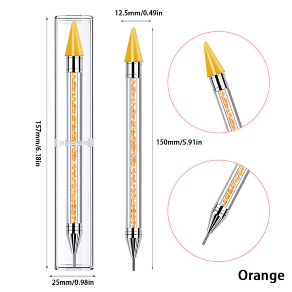 1:a dubbelsidig prickpenna för strass, vaxpenna för naglar, svart, one size Black one size