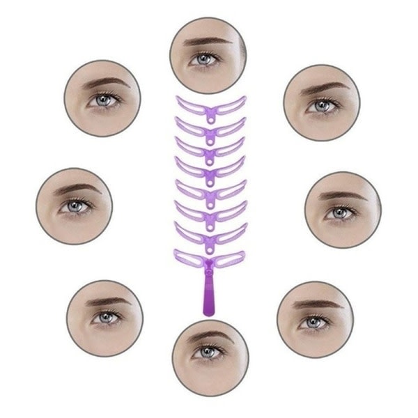 8 stk øyenbrynssjeblonger med håndtak og stropp Vaskbar gjenbrukbar Lilla onesize Purple onesize