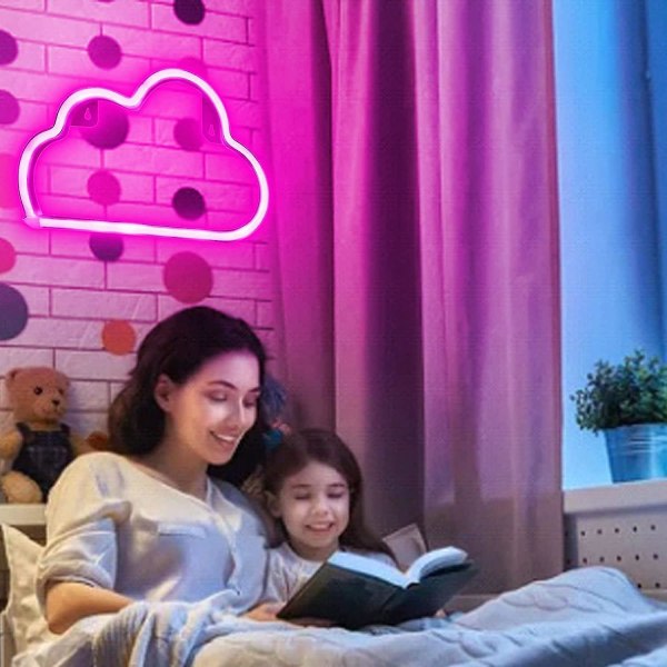 Cloud Neonskyltar Neonljusskyltar for veggdekor Neonljus for estetisk romdekor Pink