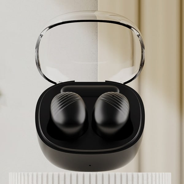 Transparent deksel TWS Bluetooth 5.0 Hodetelefoner Trådløse hodetelefoner Svart