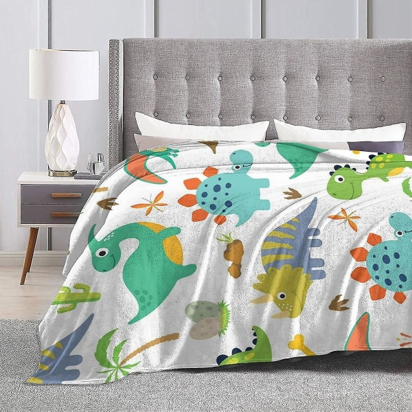 Dinosaurie-slängfiltar, hela säsongen Lättvikts Mjuk Varm Mikrofleecefilt för vardagsrum-p282 50x40in 125x100cm